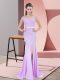 New Arrival Lilac Mermaid Beading and Lace Prom Dress Zipper Chiffon Sleeveless