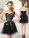 Luxurious Mini Length A-line Sleeveless Black Prom Dresses Lace Up