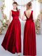 Lovely Scoop Sleeveless Backless Court Dresses for Sweet 16 Red Satin