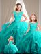 Amazing Ball Gowns Cap Sleeves Aqua Blue 15 Quinceanera Dress Lace Up