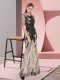 Clearance Black Zipper Scoop Half Sleeves Floor Length Dress for Prom Sequins