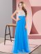 Best Floor Length Side Zipper Prom Dresses Baby Blue for Prom and Party and Military Ball with Beading