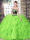 Great Sweetheart Sleeveless Tulle Quinceanera Gown Beading and Embroidery Lace Up