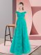 Attractive Floor Length Turquoise Dress for Prom Sleeveless Beading and Lace