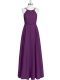 Sumptuous Eggplant Purple Empire Chiffon Straps Sleeveless Ruching Floor Length Zipper Prom Gown