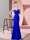 Satin Sleeveless Floor Length Dress for Prom and Beading and Pick Ups