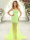 Chic Column/Sheath Sleeveless Yellow Green Prom Evening Gown Brush Train Zipper