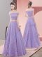 Hot Selling Lavender Off The Shoulder Neckline Beading Formal Evening Gowns Sleeveless Zipper