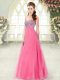 Smart Sleeveless Floor Length Beading Lace Up Prom Dress with Hot Pink