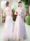 White Zipper Prom Dress Appliques 3 4 Length Sleeve Floor Length