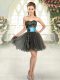 Brown Tulle Lace Up Sleeveless Mini Length Beading and Appliques