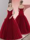 Attractive Floor Length Ball Gowns Sleeveless Red Evening Dress Zipper