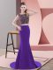 Ideal Purple Backless Homecoming Dress Beading Sleeveless Sweep Train