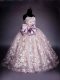 High Quality Pink Tulle Lace Up High School Pageant Dress Sleeveless Floor Length Beading and Bowknot