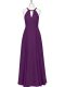 Extravagant Floor Length Column/Sheath Sleeveless Eggplant Purple Dress for Prom Zipper