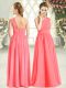 Customized Watermelon Red One Shoulder Zipper Ruching Dress for Prom Sleeveless