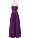 Glamorous Purple Chiffon Zipper Juniors Evening Dress Sleeveless Floor Length Beading