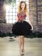 Low Price A-line Prom Dress Black Scoop Organza Sleeveless Mini Length Lace Up