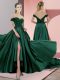 Green A-line Beading Evening Dress Lace Up Satin Sleeveless