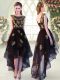 Low Price Black Tulle Lace Up Going Out Dresses Cap Sleeves High Low Appliques