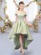 Attractive Yellow Green Dama Dress Prom and Party and Wedding Party with Appliques Off The Shoulder Sleeveless Lace Up