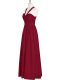Burgundy Sleeveless Floor Length Ruching Zipper Prom Party Dress