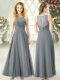 Nice Grey Scoop Clasp Handle Lace Prom Dresses Sleeveless