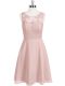 Chiffon Scoop Sleeveless Clasp Handle Lace Homecoming Dress in Baby Pink