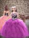 Enchanting Purple Ball Gowns Tulle Straps Sleeveless Embroidery and Ruffles Floor Length Lace Up Pageant Dress for Womens