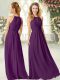 Best Purple Zipper Evening Dress Ruching Sleeveless Floor Length