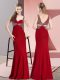 Red Dress for Prom Prom and Party and Military Ball with Beading Straps Sleeveless Backless