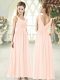 Floor Length Zipper Formal Evening Gowns Pink for Prom and Party with Ruching