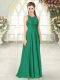 Inexpensive Green Empire Lace Evening Dress Backless Chiffon Sleeveless Floor Length