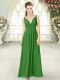 Green Sleeveless Ankle Length Ruching Backless Dress for Prom