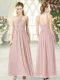Pink Sleeveless Ruching Ankle Length Dress for Prom