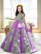 High End Lilac Satin Backless Winning Pageant Gowns Sleeveless Court Train Appliques