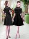 Black Prom Dresses Prom and Party with Lace High-neck Short Sleeves Zipper