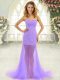 Luxury Lavender Tulle Zipper Sweetheart Sleeveless Evening Gowns Brush Train Beading