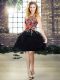 Stylish Embroidery and Ruffles Prom Dresses Black Lace Up Sleeveless Mini Length