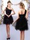 Black Side Zipper Bridesmaid Dresses Lace Sleeveless Mini Length