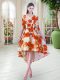 Dazzling Orange Red Prom Gown Prom and Party with Belt Scoop Half Sleeves Lace Up