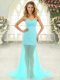 Aqua Blue Prom Party Dress Prom and Party with Beading Sweetheart Sleeveless Brush Train Zipper