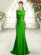 Free and Easy Green Scoop Backless Beading and Lace Homecoming Dress Sweep Train Cap Sleeves