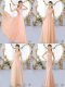 Peach Sleeveless Floor Length Lace Lace Up Dama Dress