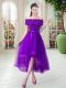 Top Selling High Low Lace Up Prom Party Dress Purple for Prom and Party with Appliques