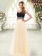High Class Champagne Empire Tulle Sweetheart Sleeveless Appliques Floor Length Zipper Prom Gown
