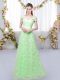 Graceful Tulle Lace Up Off The Shoulder Cap Sleeves Floor Length Bridesmaid Gown Appliques