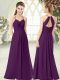 Delicate Purple Empire Spaghetti Straps Sleeveless Chiffon Floor Length Zipper Ruching Prom Dresses