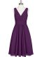 Amazing Purple Evening Dress Prom and Party and Military Ball with Pleated V-neck Sleeveless Zipper