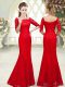 Exceptional Red 3 4 Length Sleeve Lace Lace Up Evening Wear for Prom and Party